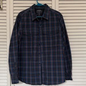 REI Blue and Orange Plaid Button Down Shirt